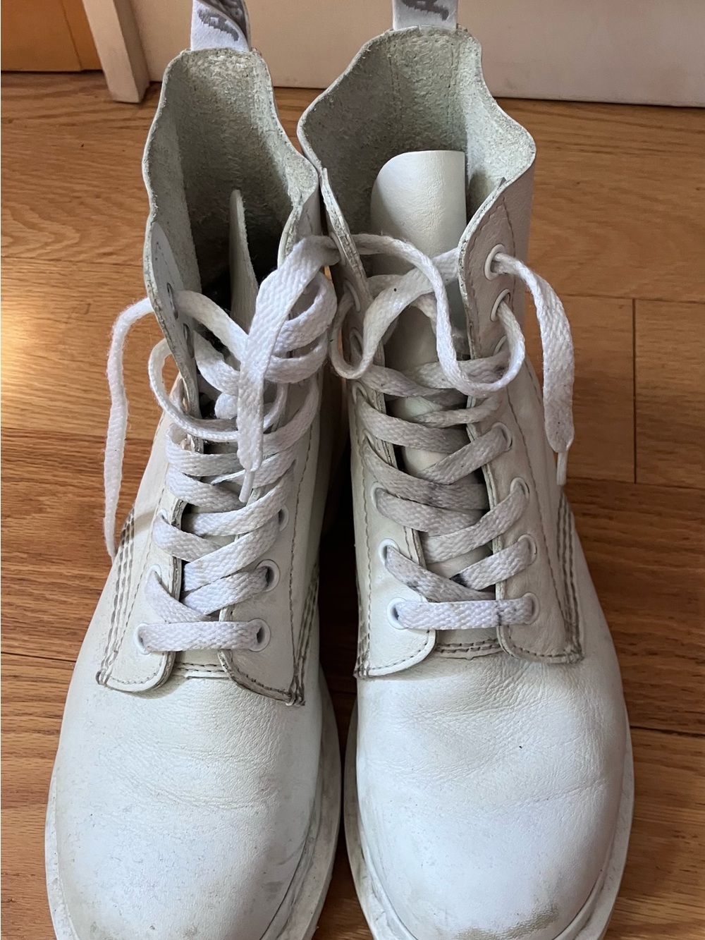 White Leather Dr. Martens Boots